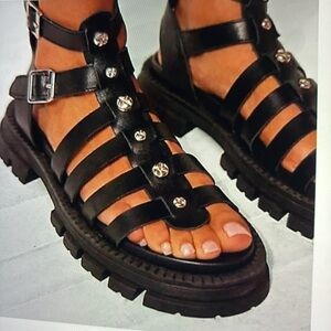 Free People Hadley Hammered Stud Sandals 10.5